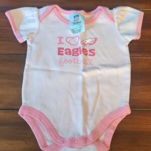 Baby Girl  Eagles Football One Piece - Pink and Fushia